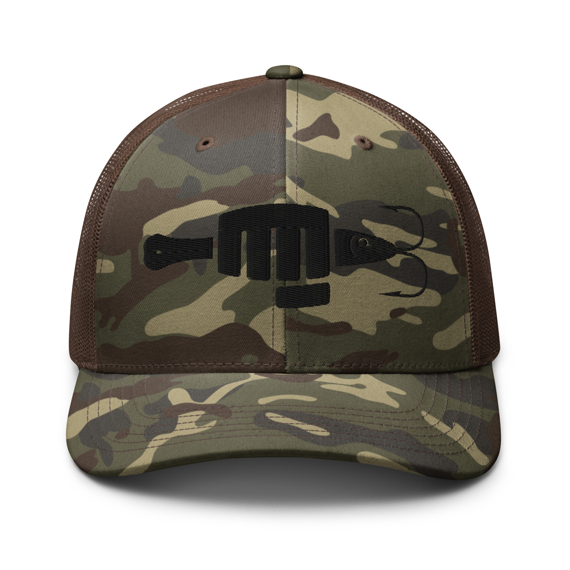 FIST PUNCH & JIGGER (Stylized Black) Camouflage trucker hat - Image 4