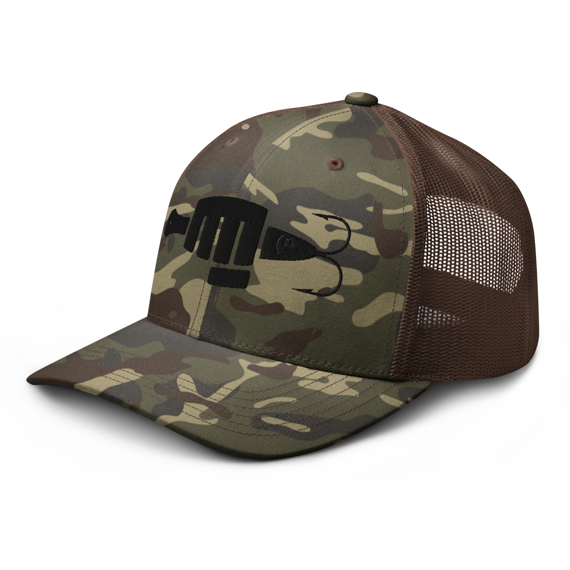 FIST PUNCH & JIGGER (Stylized Black) Camouflage trucker hat - Image 6