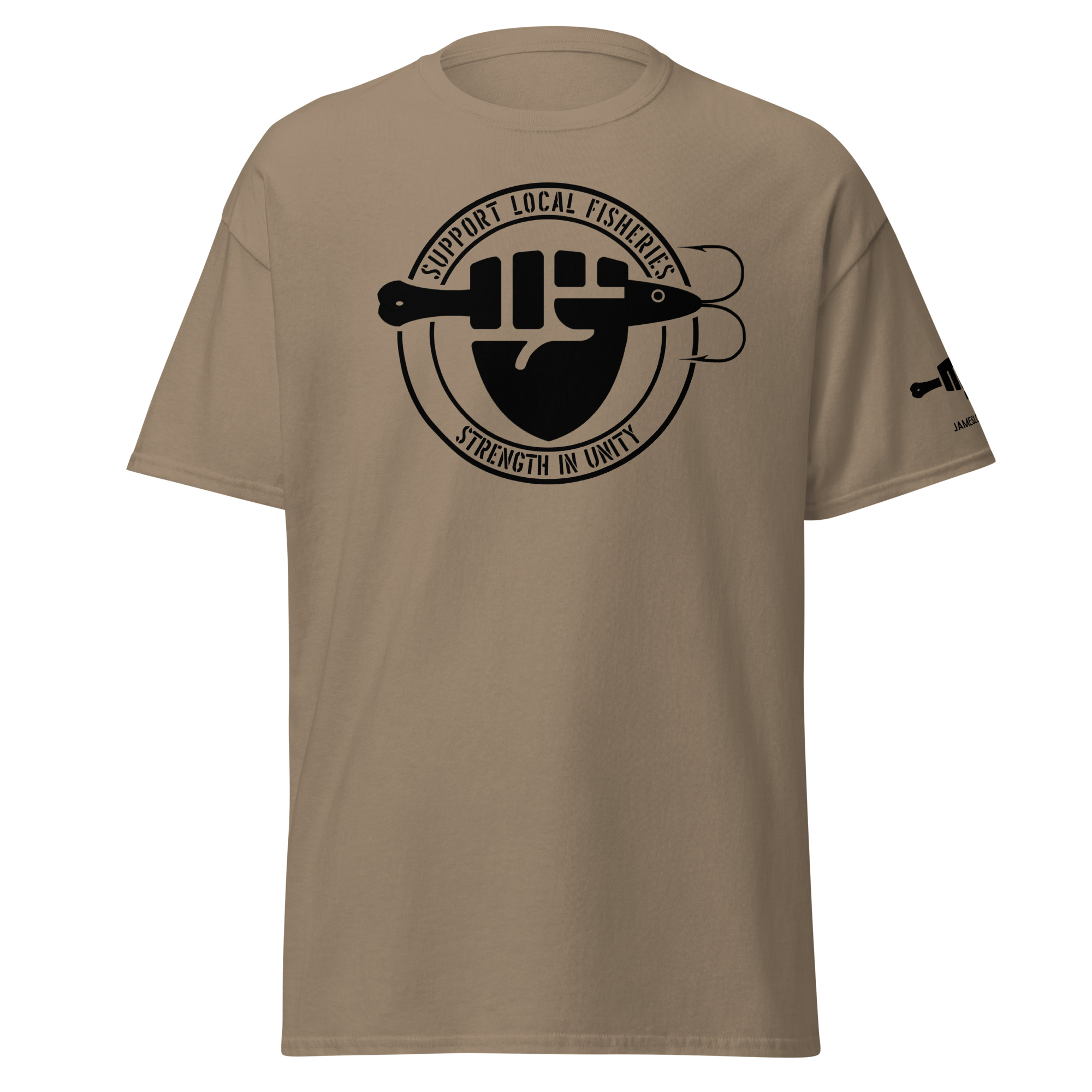 FIST & JIGGER: SUPPORT LOCAL FISHERIES; STRENGTH IN UNITY (Black Logo) Unisex classic tee - Image 17