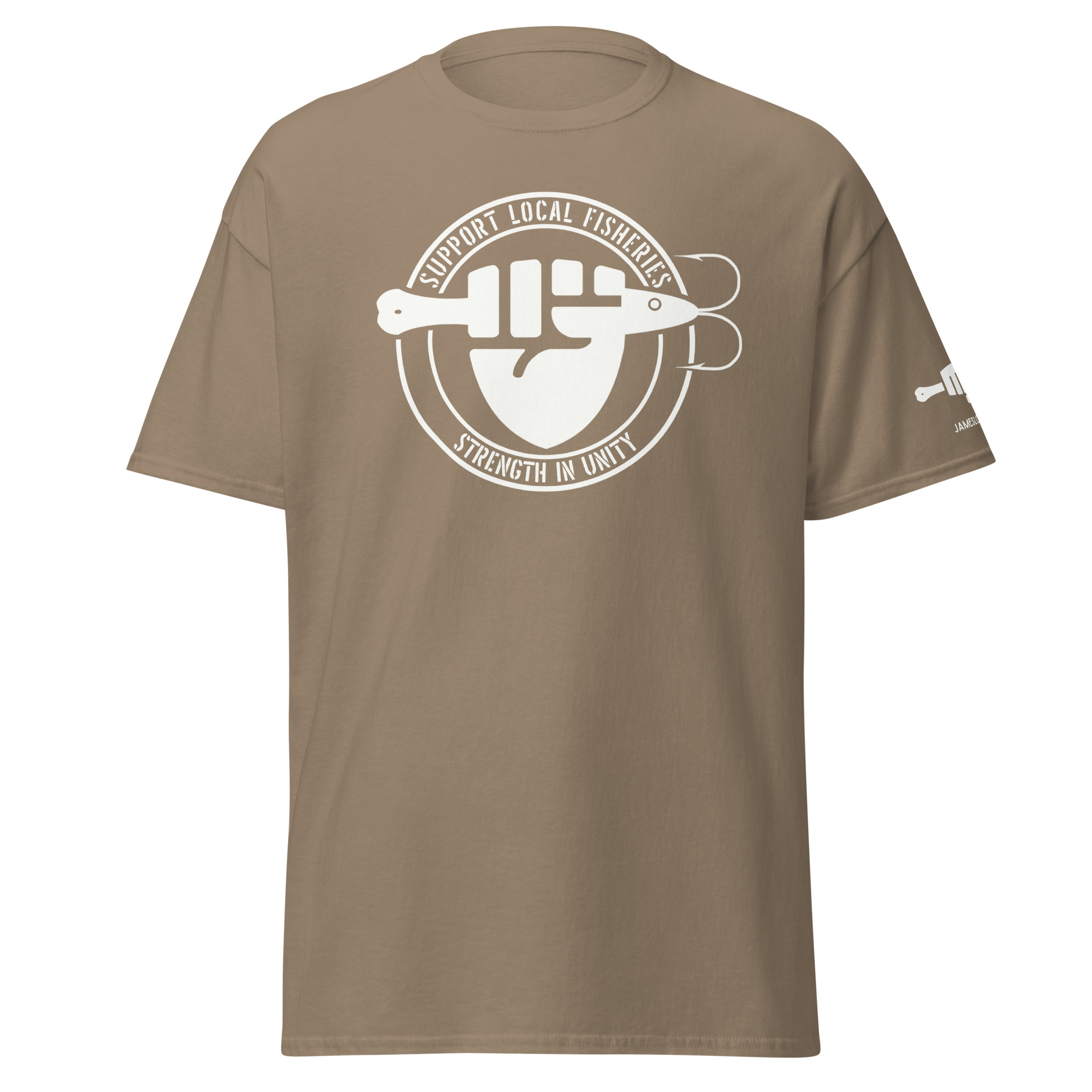 FIST & JIGGER: SUPPORT LOCAL FISHERIES; STRENGTH IN UNITY (White Logo) Unisex classic tee - Image 27