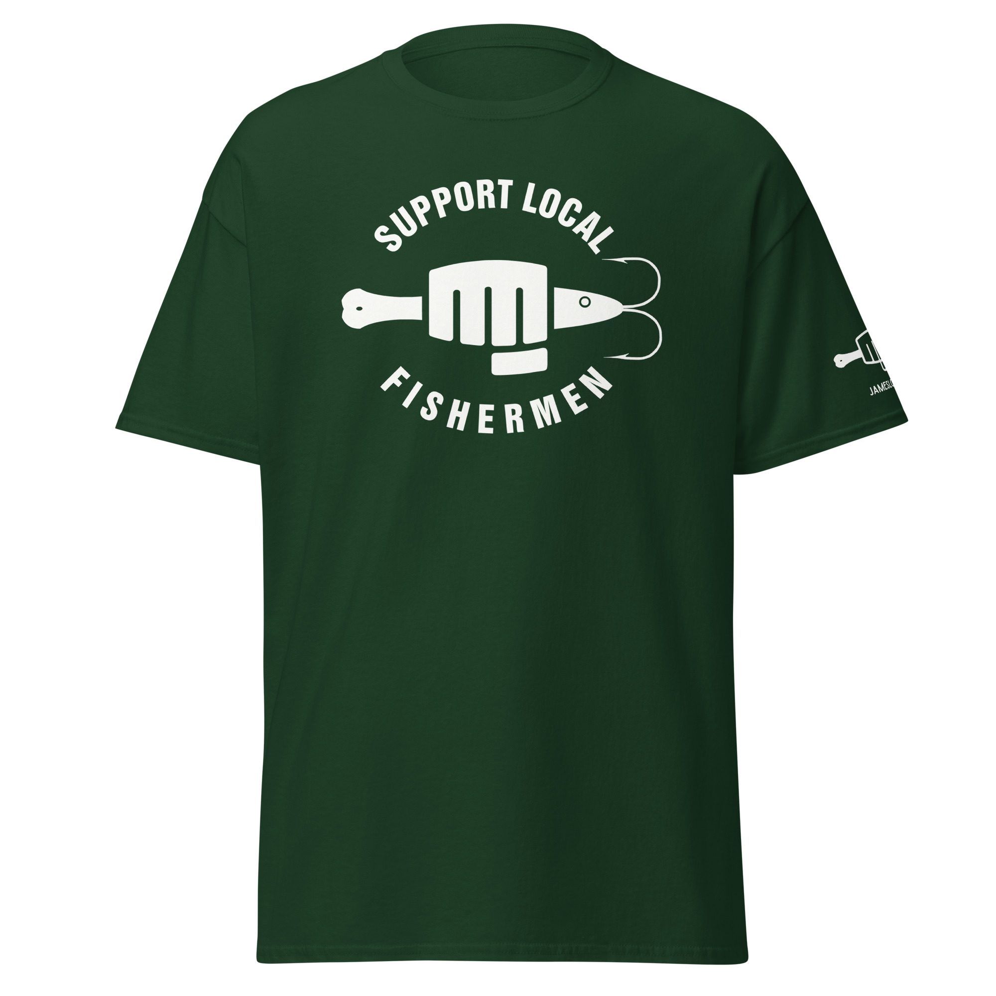 FIST PUNCH & JIGGER: SUPPORT LOCAL FISHERMEN (White Logo) Unisex classic tee - Image 9