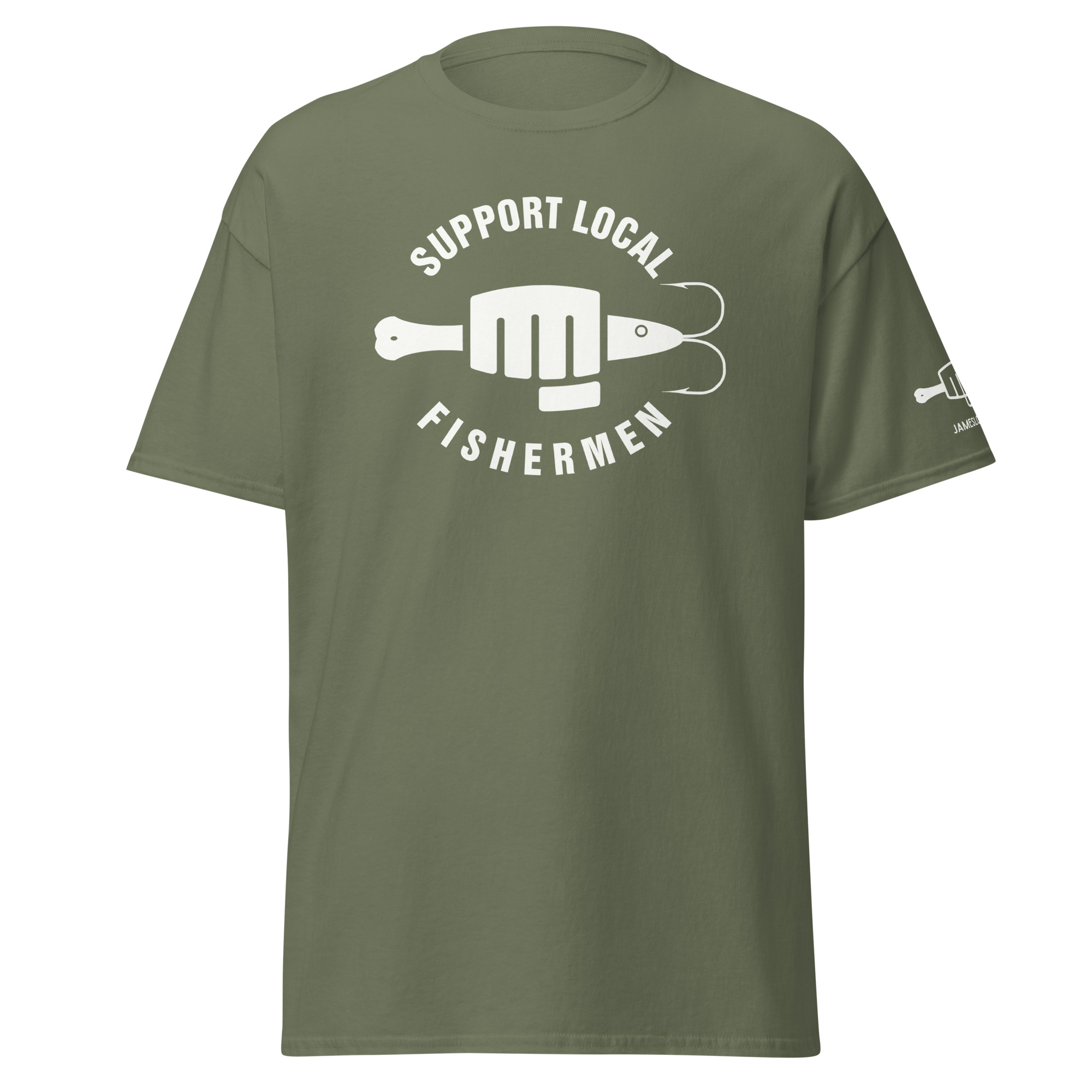 FIST PUNCH & JIGGER: SUPPORT LOCAL FISHERMEN (White Logo) Unisex classic tee - Image 15