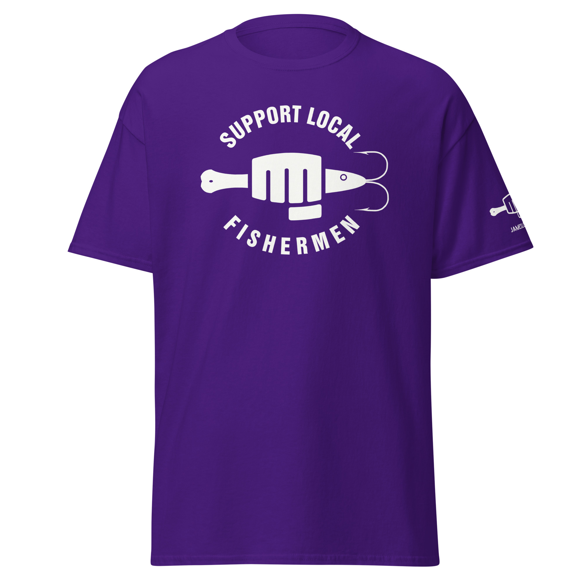 FIST PUNCH & JIGGER: SUPPORT LOCAL FISHERMEN (White Logo) Unisex classic tee - Image 7