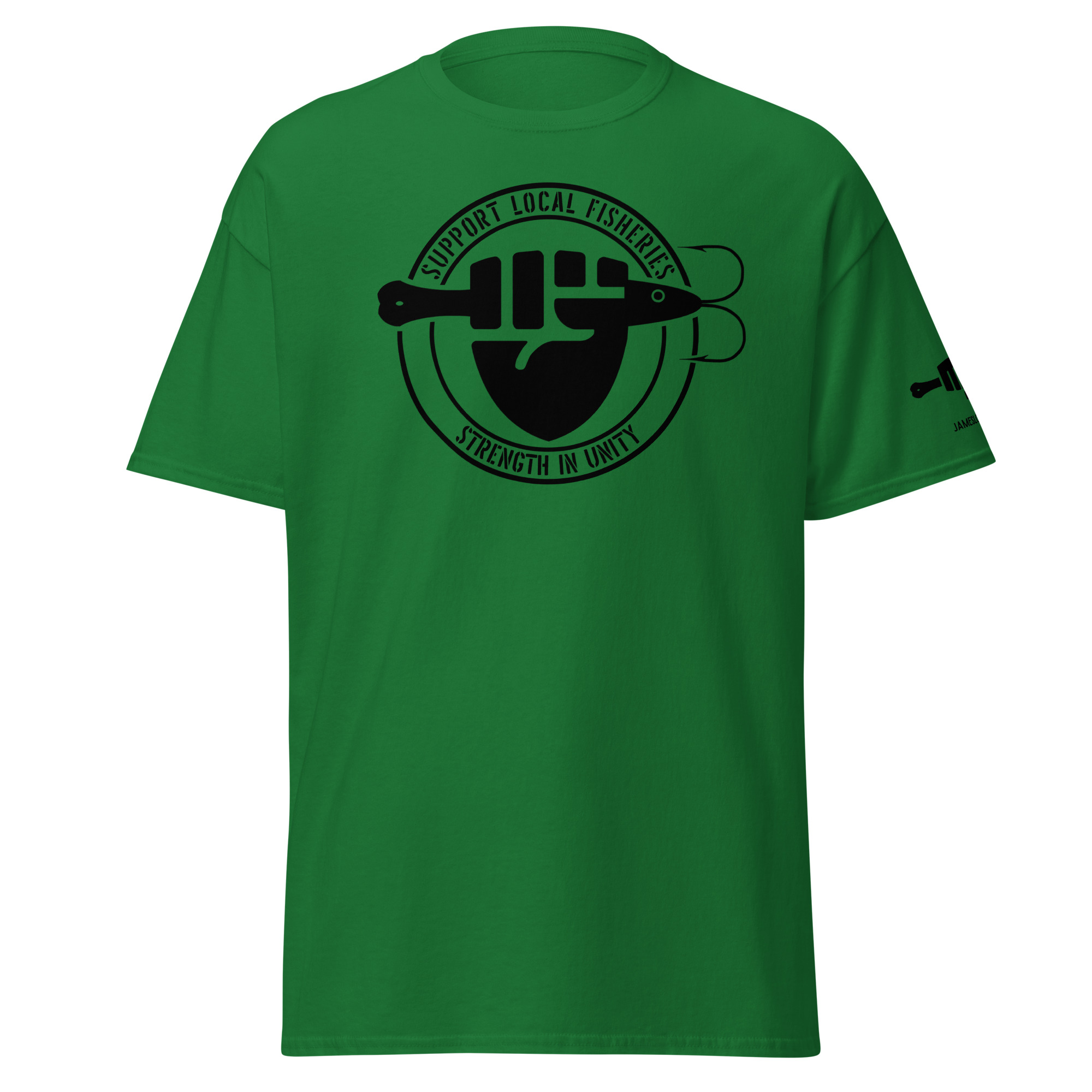 FIST & JIGGER: SUPPORT LOCAL FISHERIES; STRENGTH IN UNITY (Black Logo) Unisex classic tee - Image 8