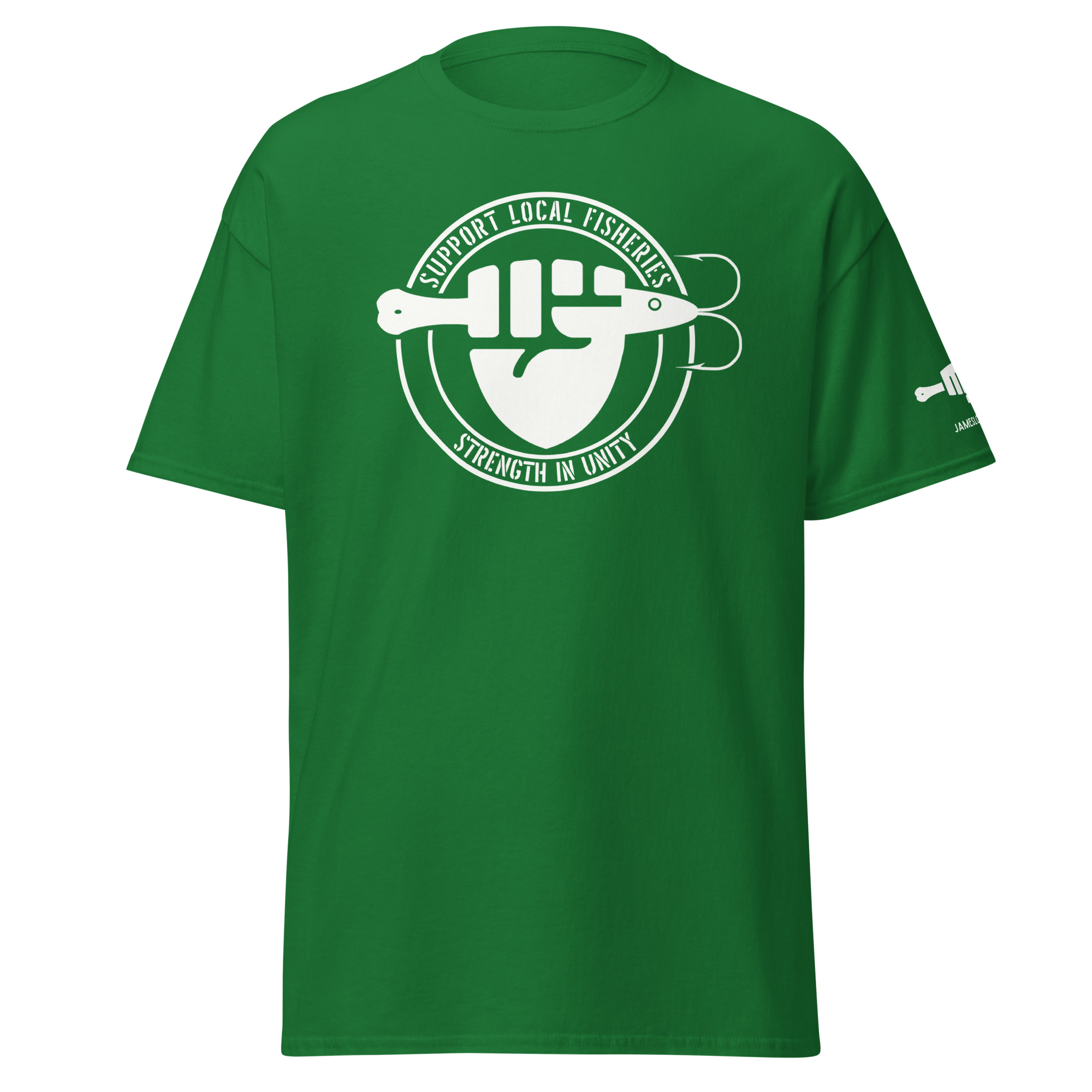 FIST & JIGGER: SUPPORT LOCAL FISHERIES; STRENGTH IN UNITY (White Logo) Unisex classic tee - Image 21