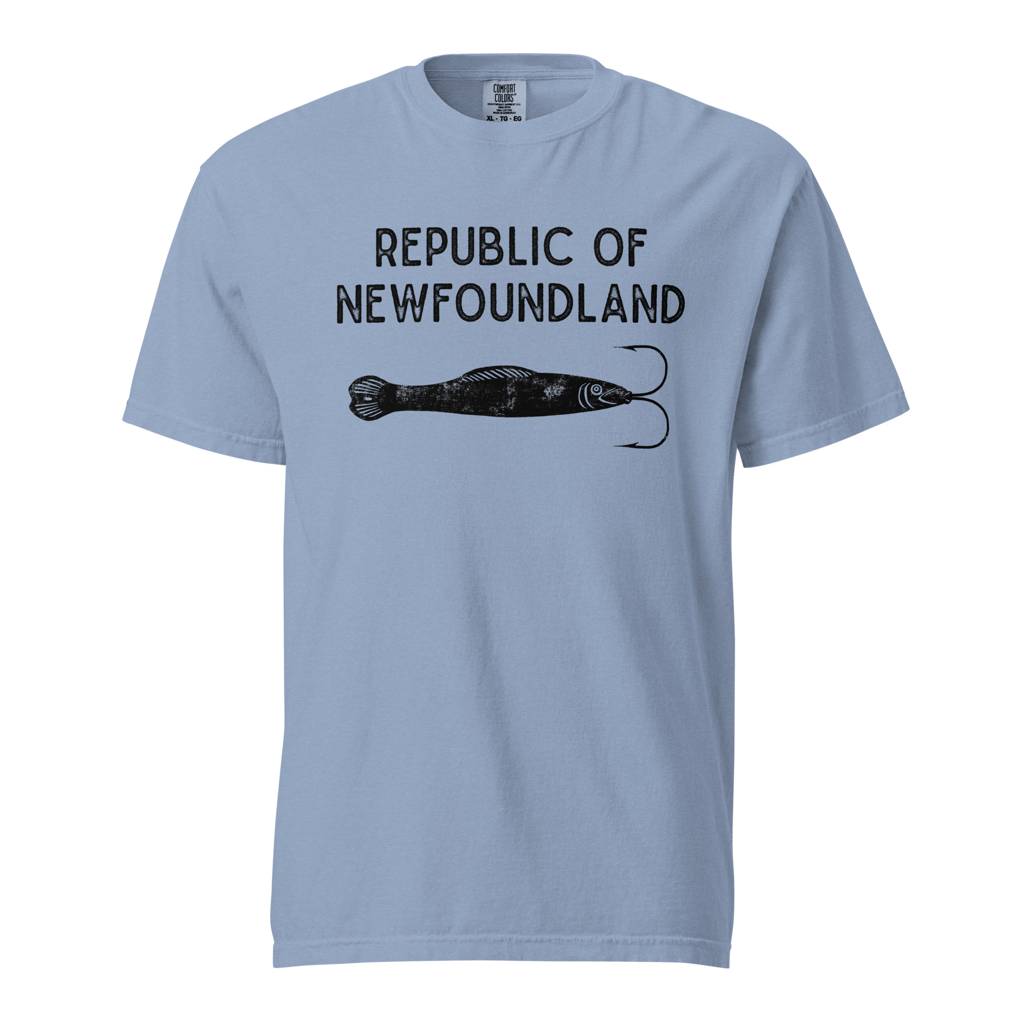 REPUBLIC OF NEWFOUNDLAND: JIGGER (Black) Unisex garment-dyed heavyweight t-shirt - Image 21